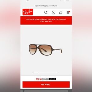 RAY-BAN RB4162. Brown. Never worn. Smoke and pet free home.